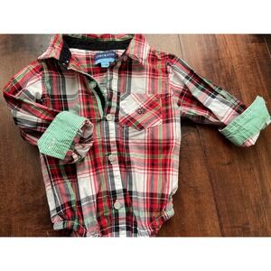 Andy and Evan plaid Christmas‎ onesie 12-18 mos fall